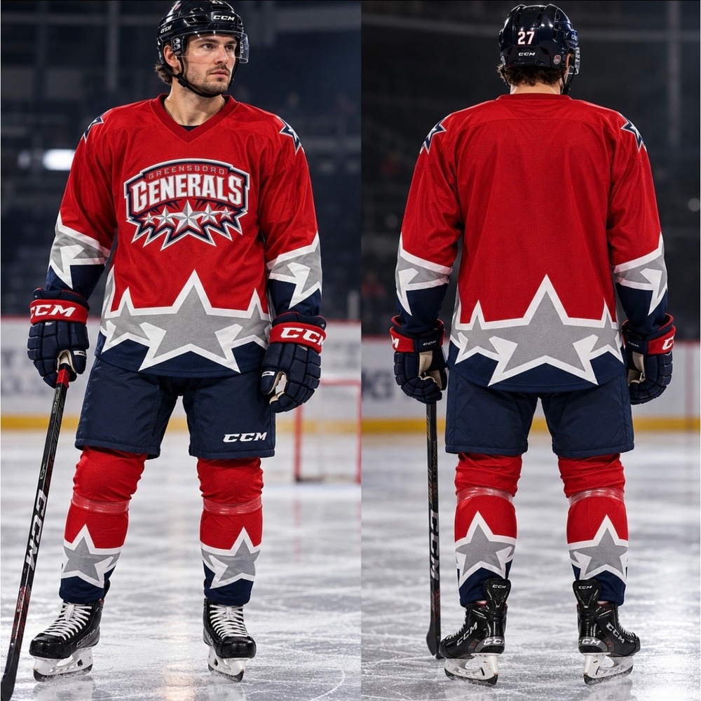 OT Sports Greensboro Generals Hockey Jersey Mens 3XL ECHL Vintage Stars